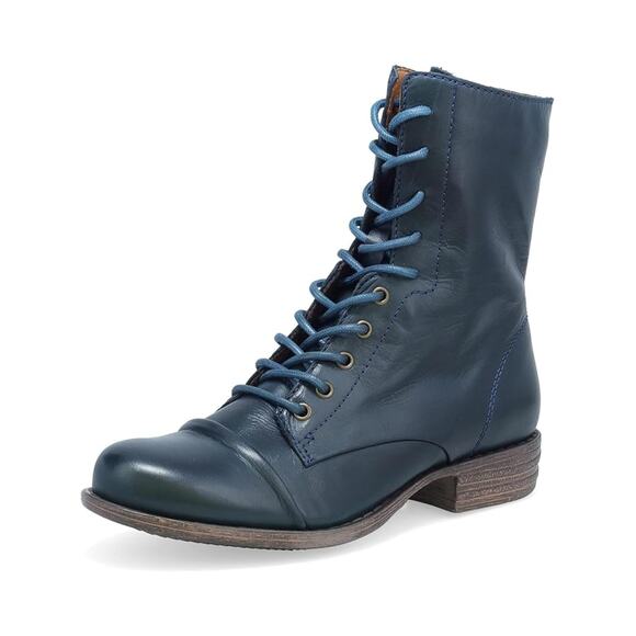 Miz Mooz Womens Lukas Ankle Boot US Size 7 EU 37-38 Blue Leather Lace Up NIB - Picture 1 of 14